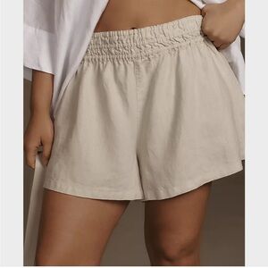 Women's Linen Anthropologie Somerset Shorts Beige Small Petite